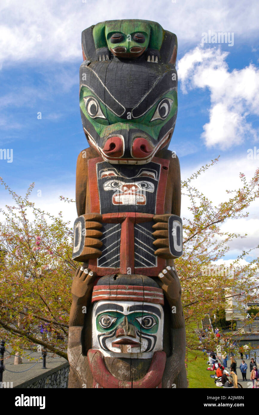 Damm Totem, Victoria, British Columbia, Kanada. Stockfoto