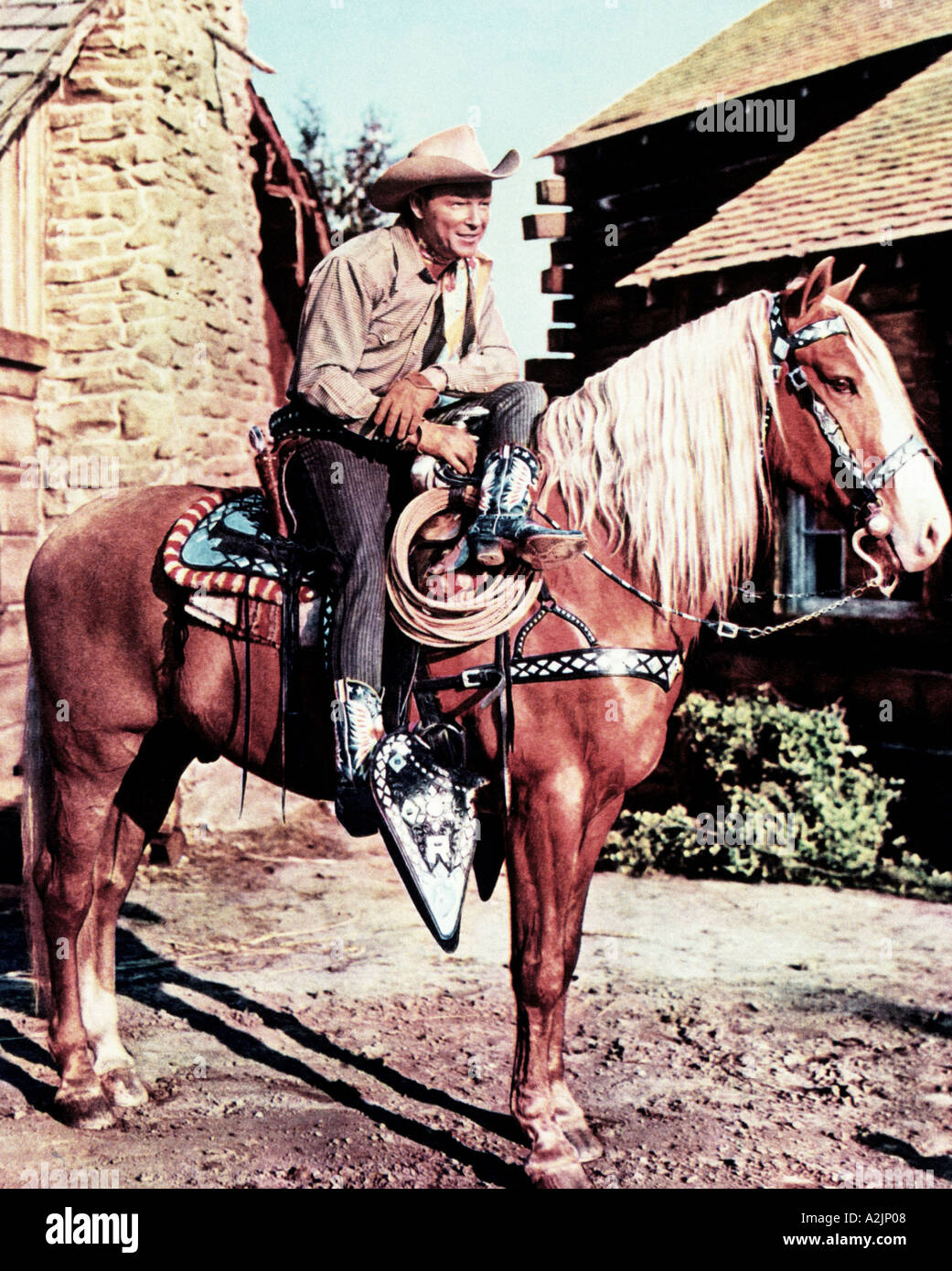 ROY ROGERS American Cowboy mit seinem Pferd Trigger singen Stockfoto