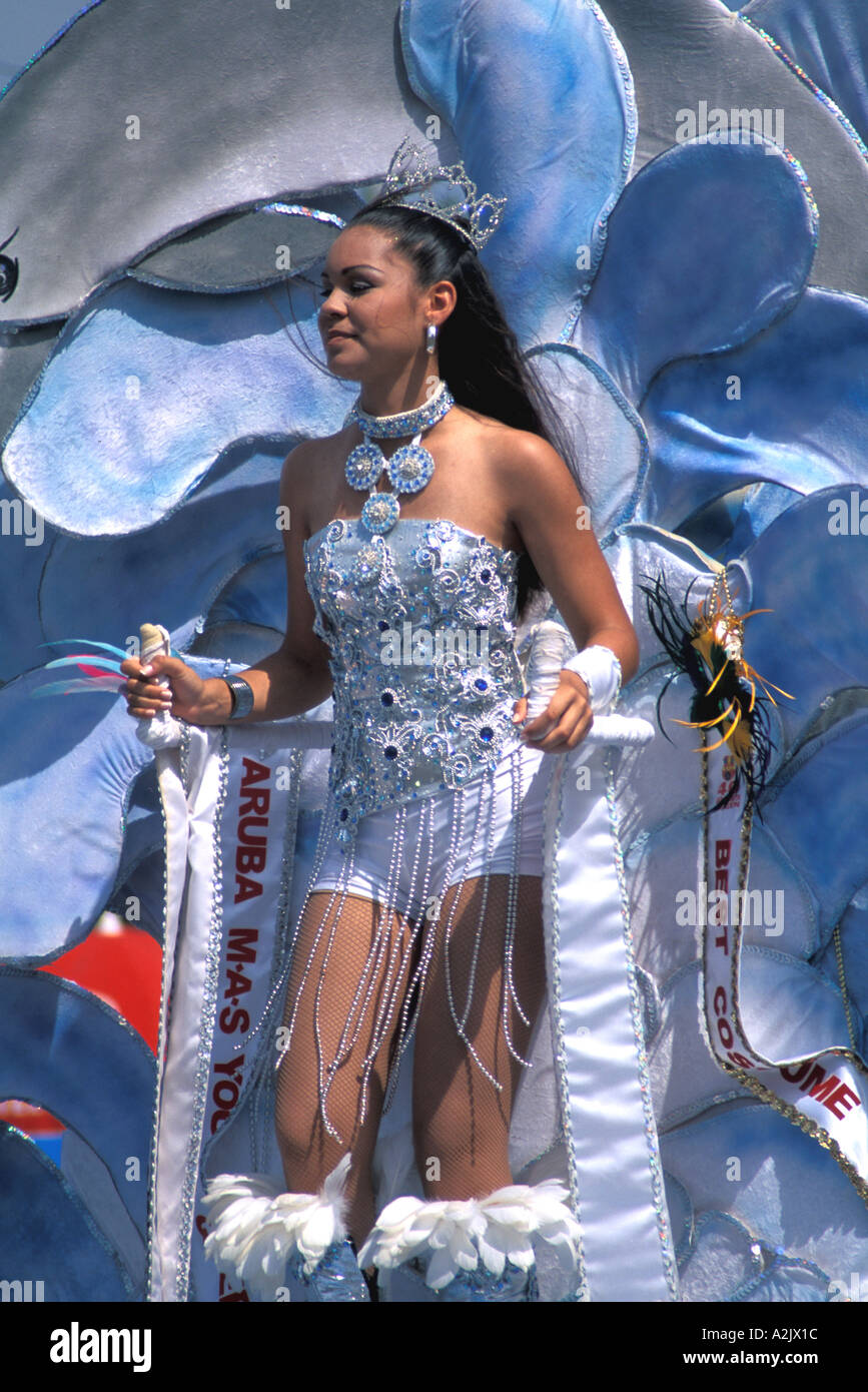 Aruba Childrens Karneval Mädchen auf Parade Float Stockfoto