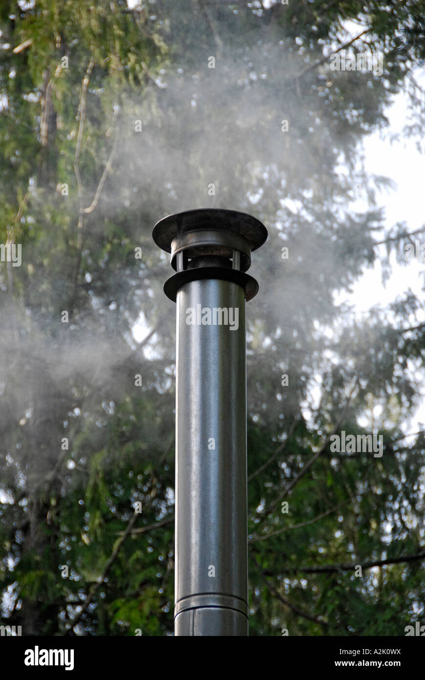 "^ Schornstein ^ dämpfen aus"dieselbetriebenen Ofen", USA" Stockfoto