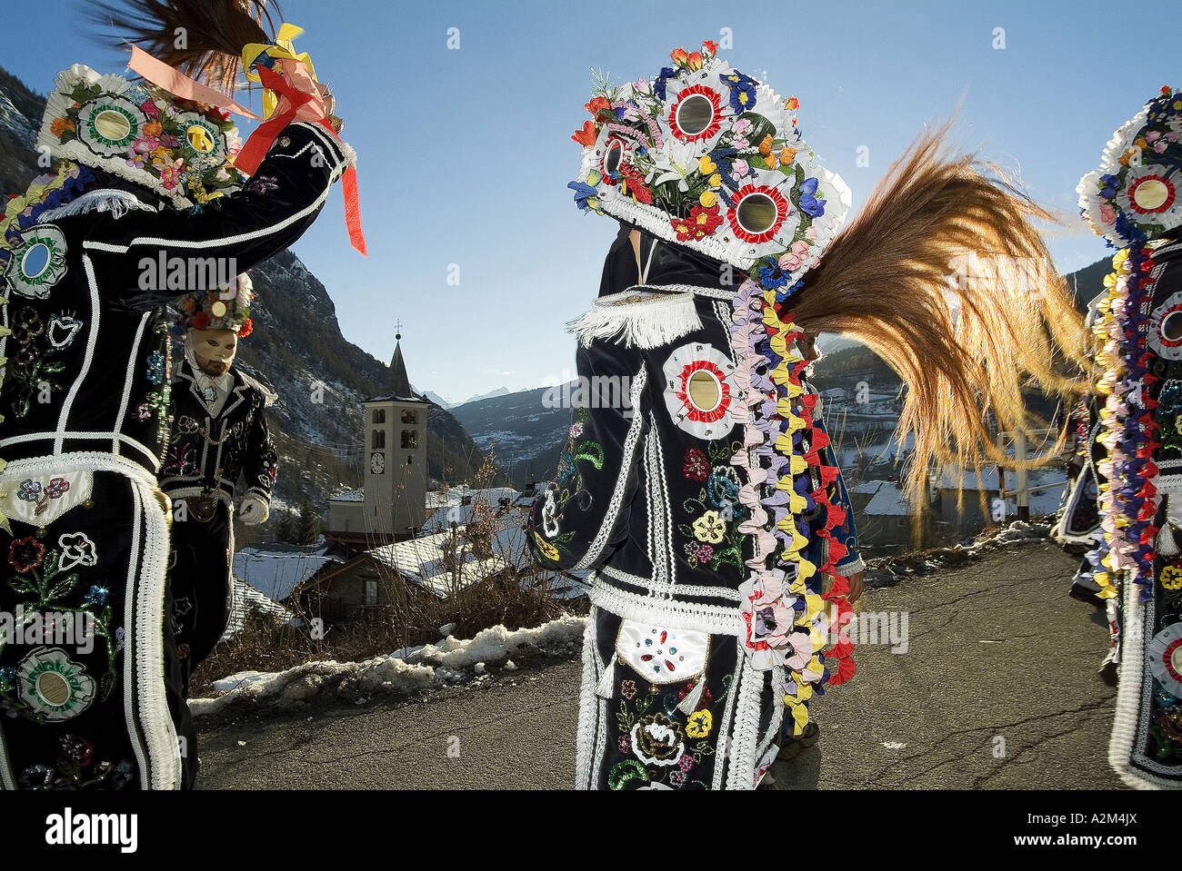 Landzettes Coumba Freida historische Karneval Valpelline Valle d Aosta Italien Stockfoto