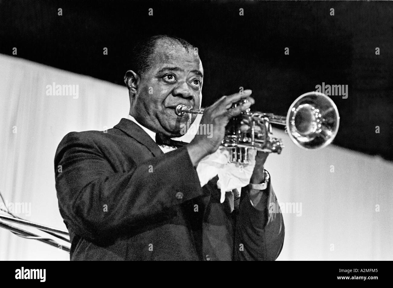 Louis Armstrong oder Satchmo wie er genannt wurde, der weltweit größten Trompeter. Geboren am 4 Juli Stockfoto