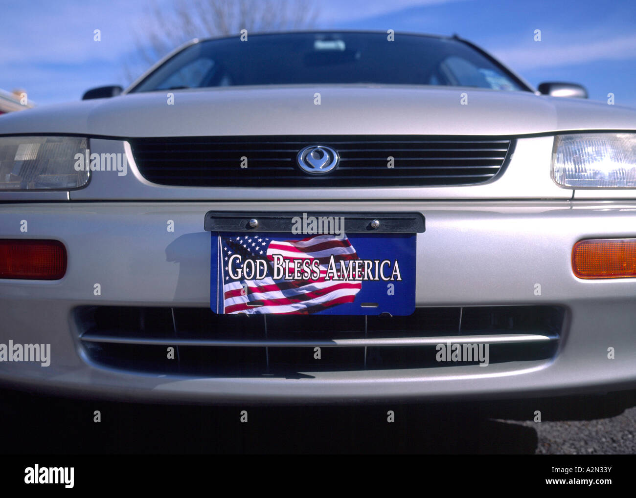 Tulsa Oklahoma USA. Auto-Platte lesen Gott segne Amerika Stockfoto