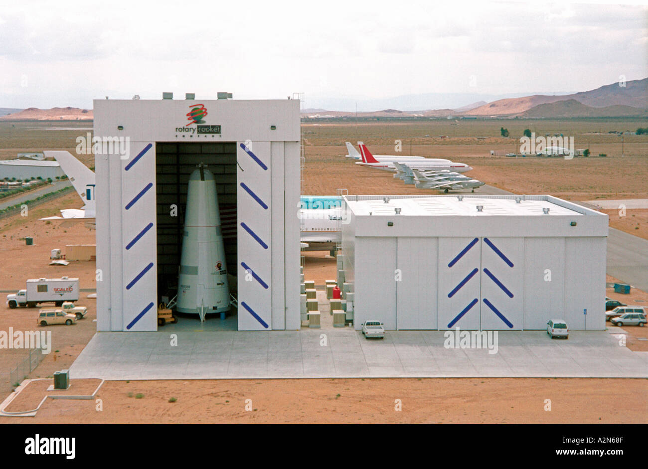 Privat finanzierte wiederverwendbare Rotary Rocket Raumschiff zivilen Flughafen Mojave, Kalifornien USA Stockfoto