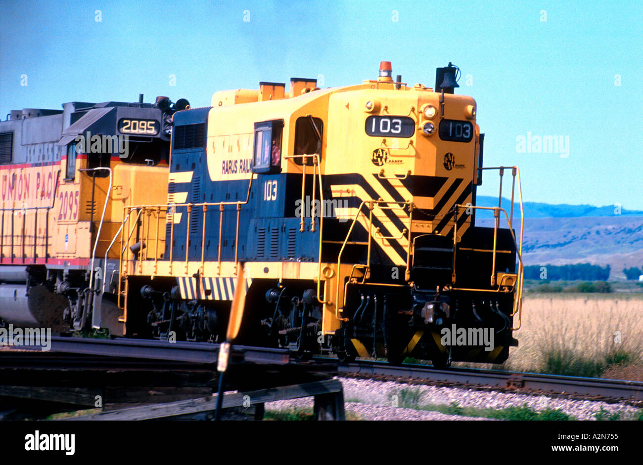Double Header amerikanische Loks USA Stockfoto