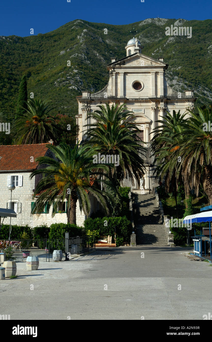 Kirche von Prcanj Bucht von Kotor Montenegro Crna Gora Stockfoto