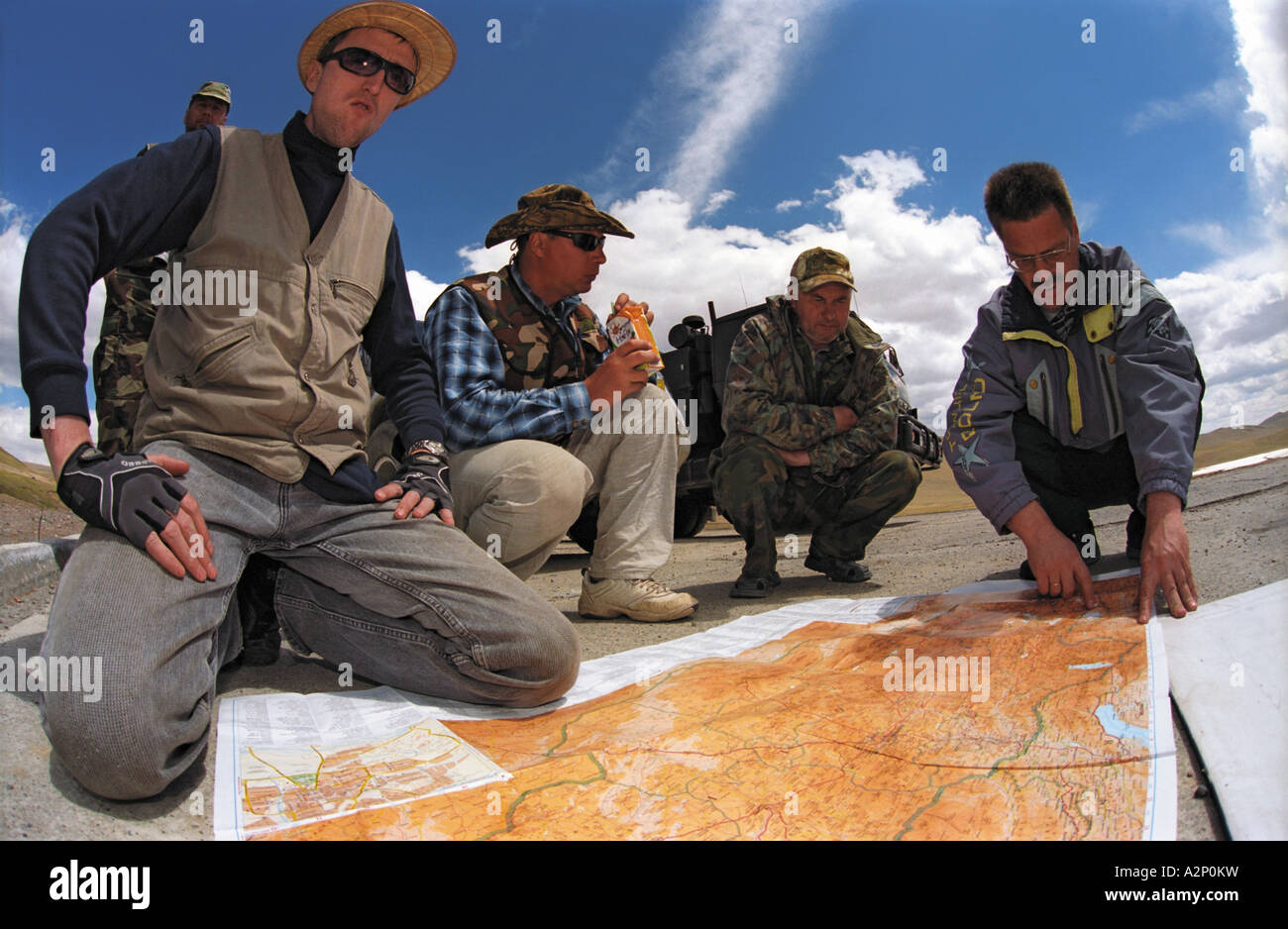 Reisende Forschung Karte der Mongolei. Neutrale Zone zwischen Russland und der Mongolei. Die Durbet Daba Pass Stockfoto