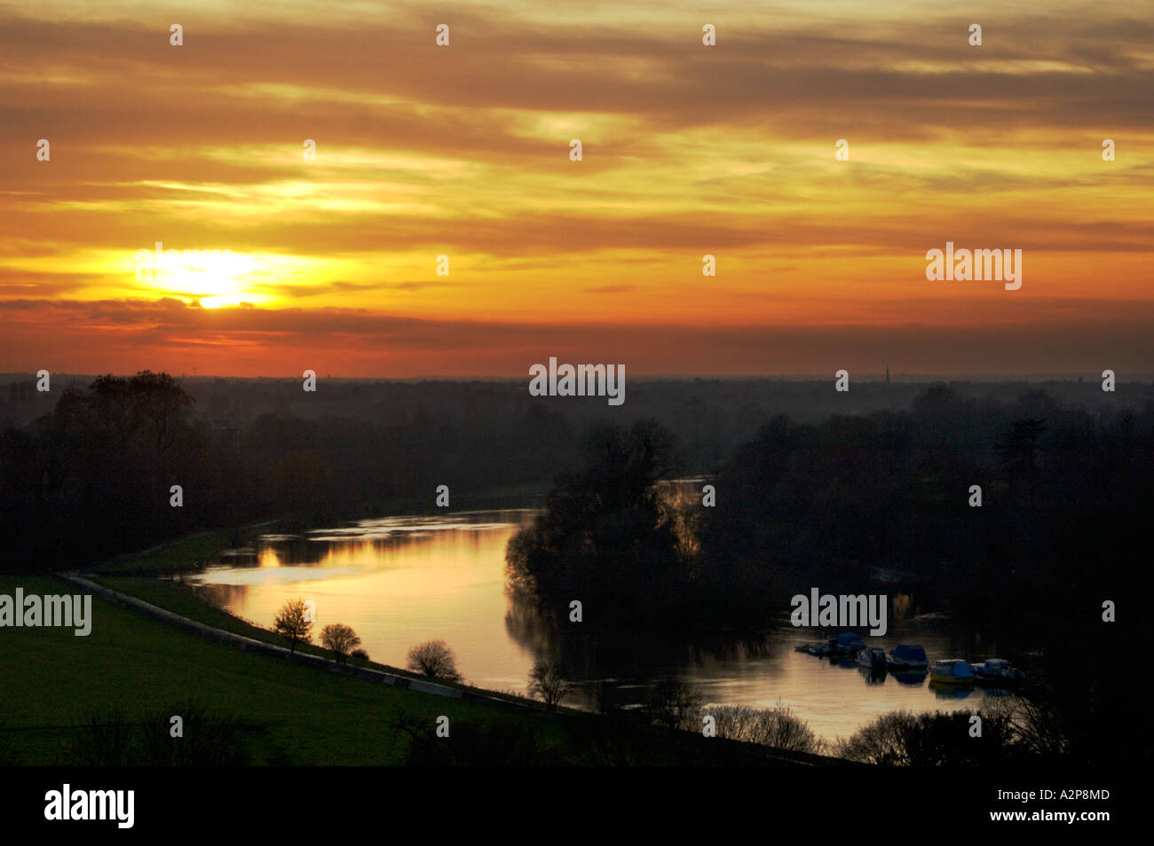 Sonnenuntergang in Richmond, Surrey, UK Stockfoto