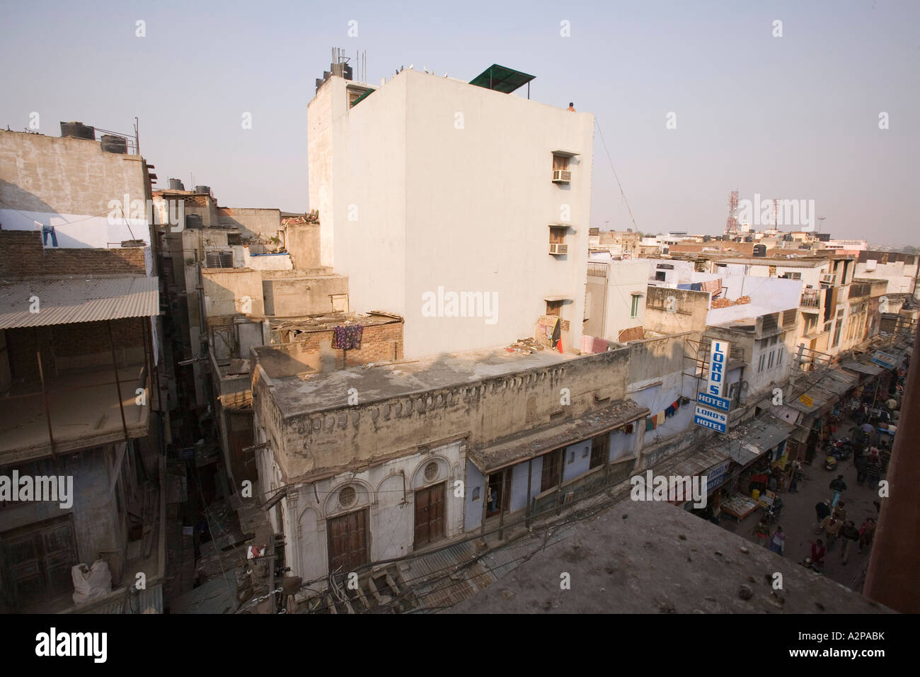 Indien-Old Delhi Paharganj Basar Dächer Stockfoto