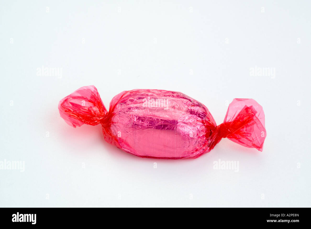 Rosa Fudge Zellophan verpackt Schokolade süß Stockfoto