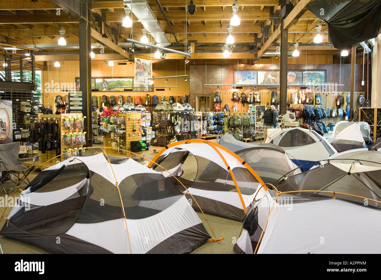 Zelte und camping und outdoor Ausrüstung zum Verkauf Seattle USA Stockfoto