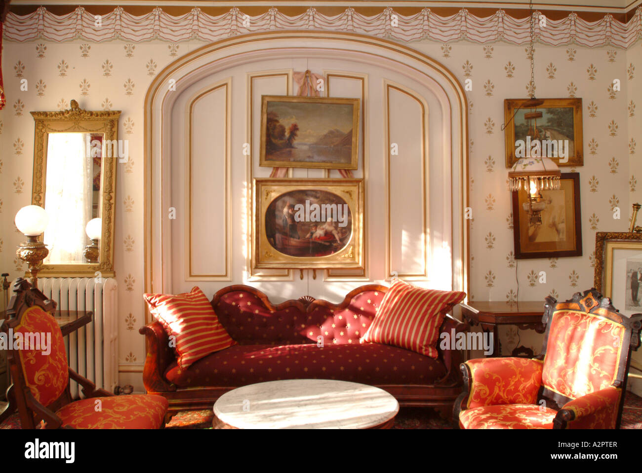 Das Adelphi Hotel Parlor Zimmer, Saratoga Springs, New York Stockfoto