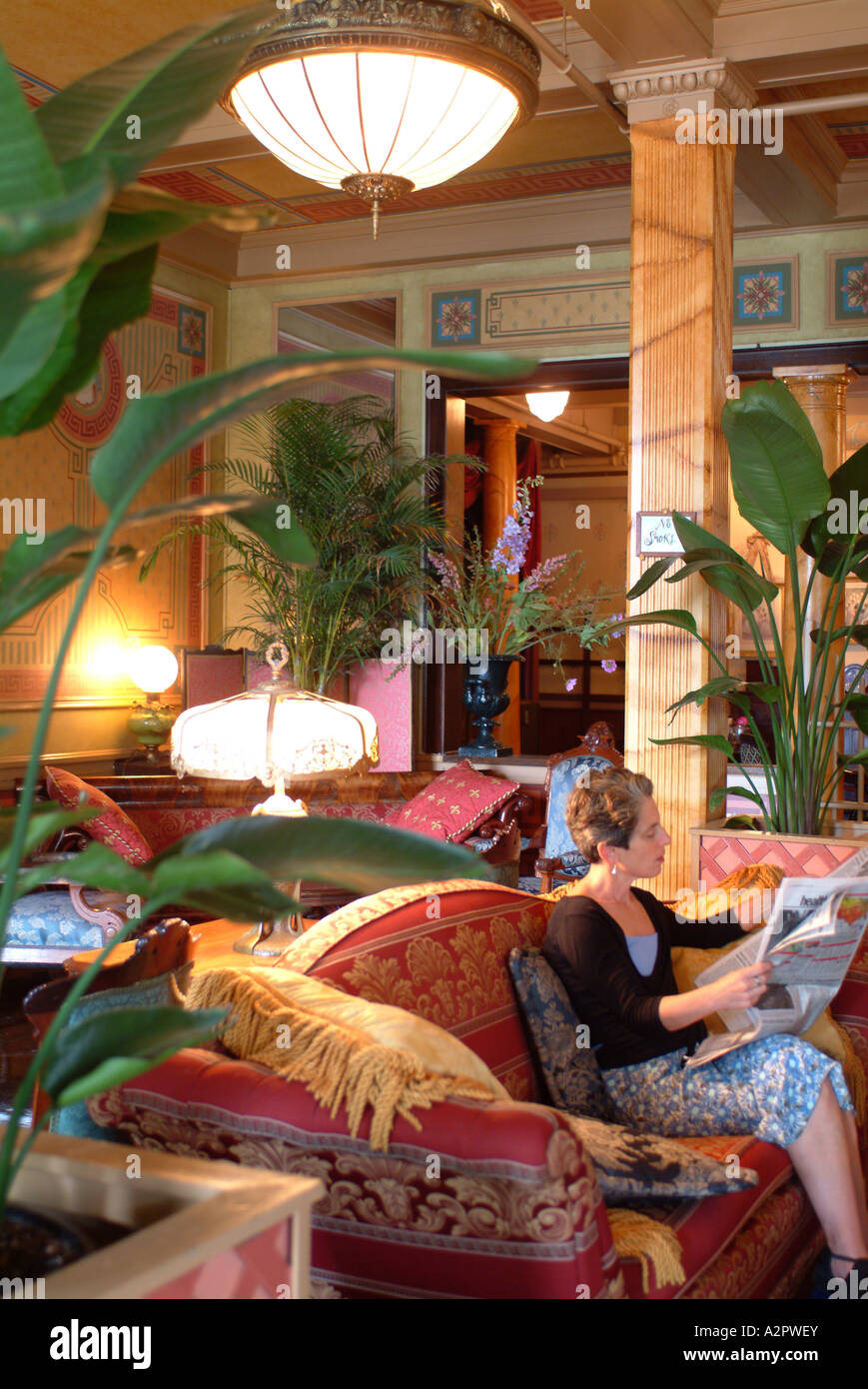 Lobby des komplett restaurierten Adelphi Hotel erbaut im Jahre 1877 während der viktorianischen Ära Stockfoto