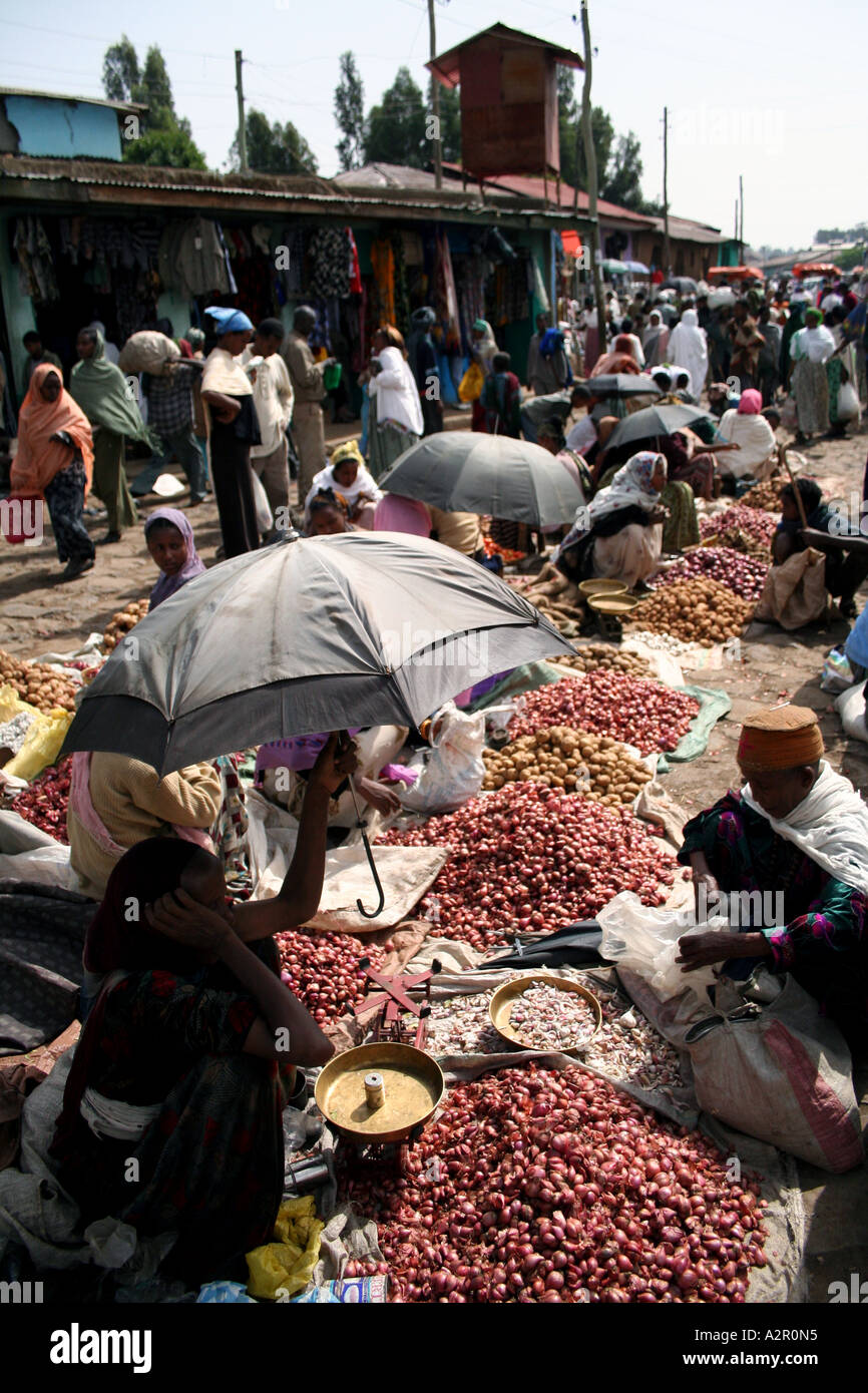 Gemüse auf dem Markt in Gonder, Äthiopien Stockfoto