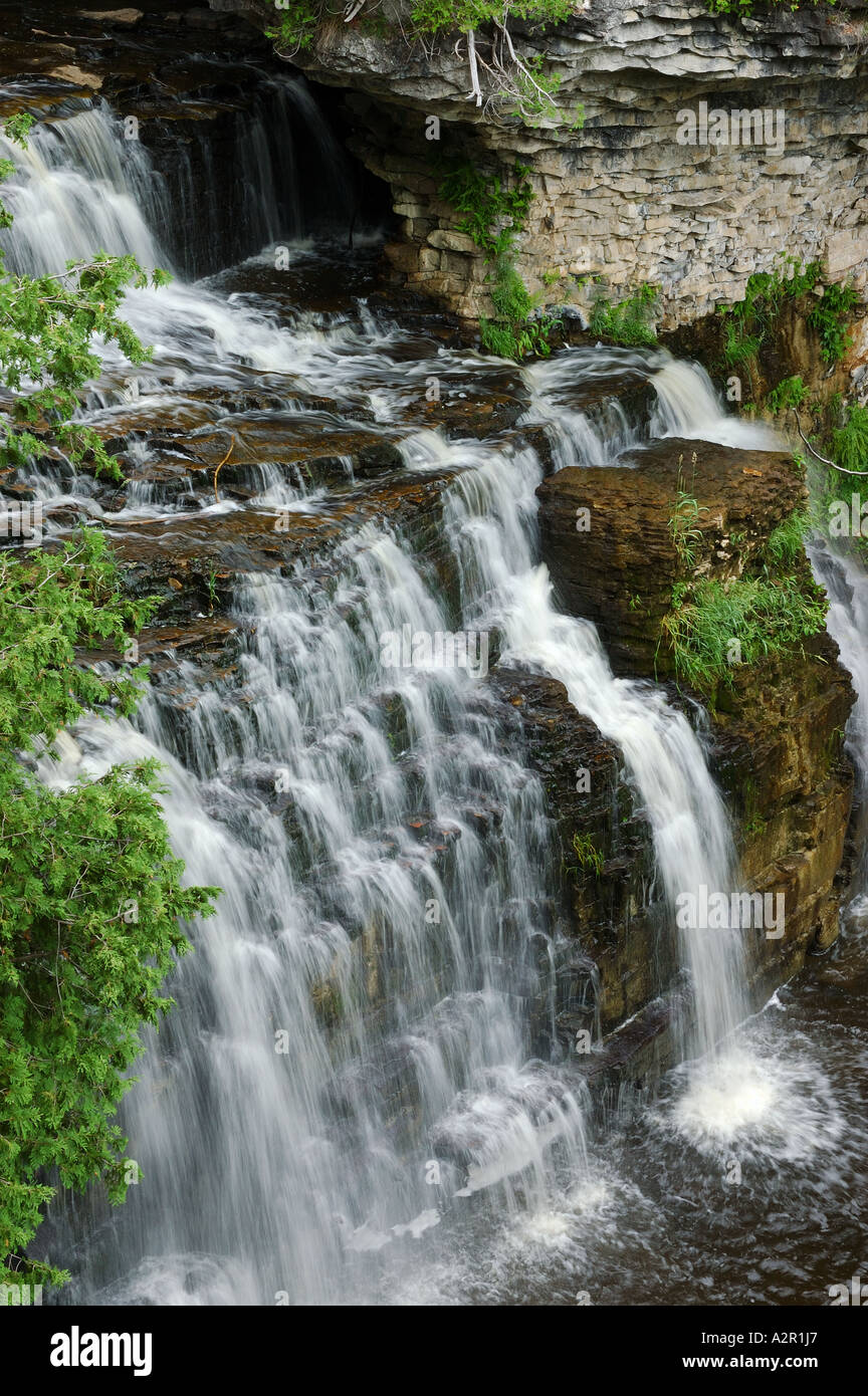 Jones fällt am Fluss Pottawatomi Bruce Peninsula Trail Ontario Stockfoto