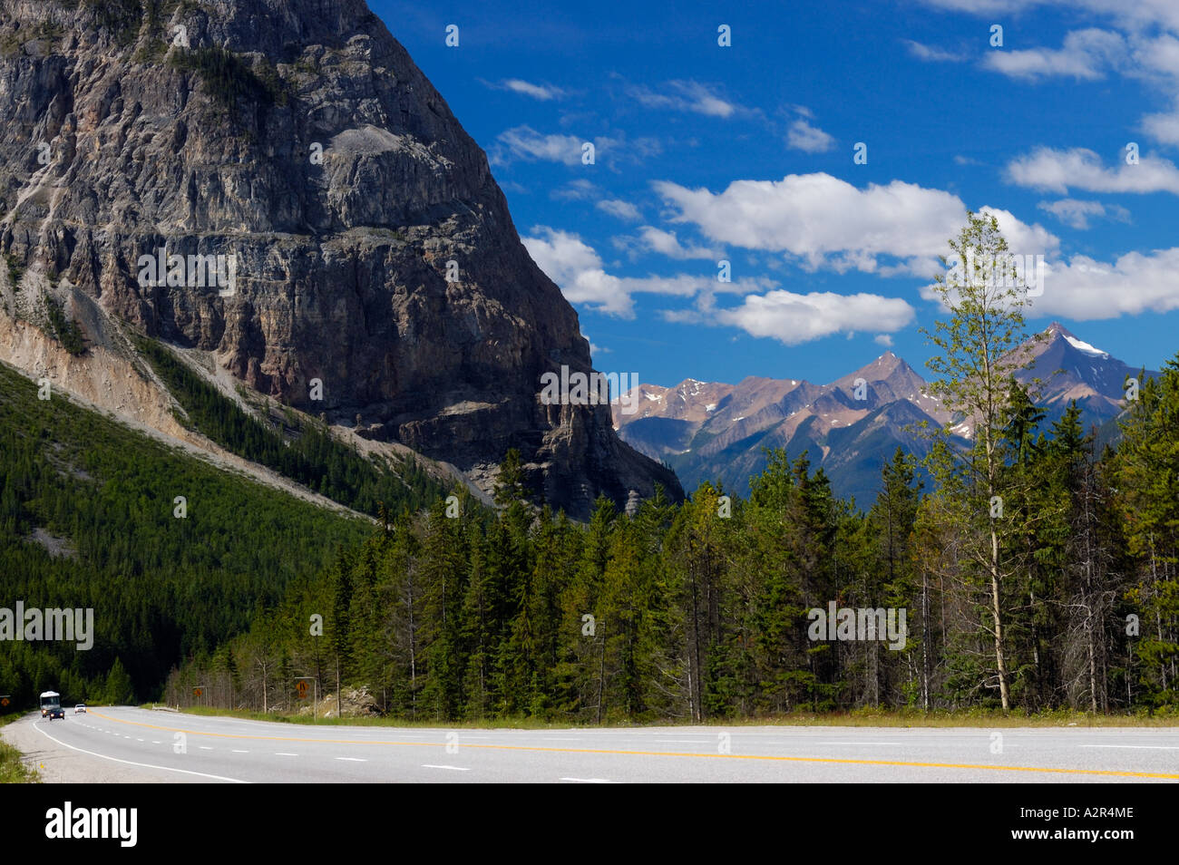 Mount Stephen und Van Horne Palette am Trans Canada Highway kanadischen Rocky Mountains Yoho Nationalpark in British Columbia Kanada Stockfoto