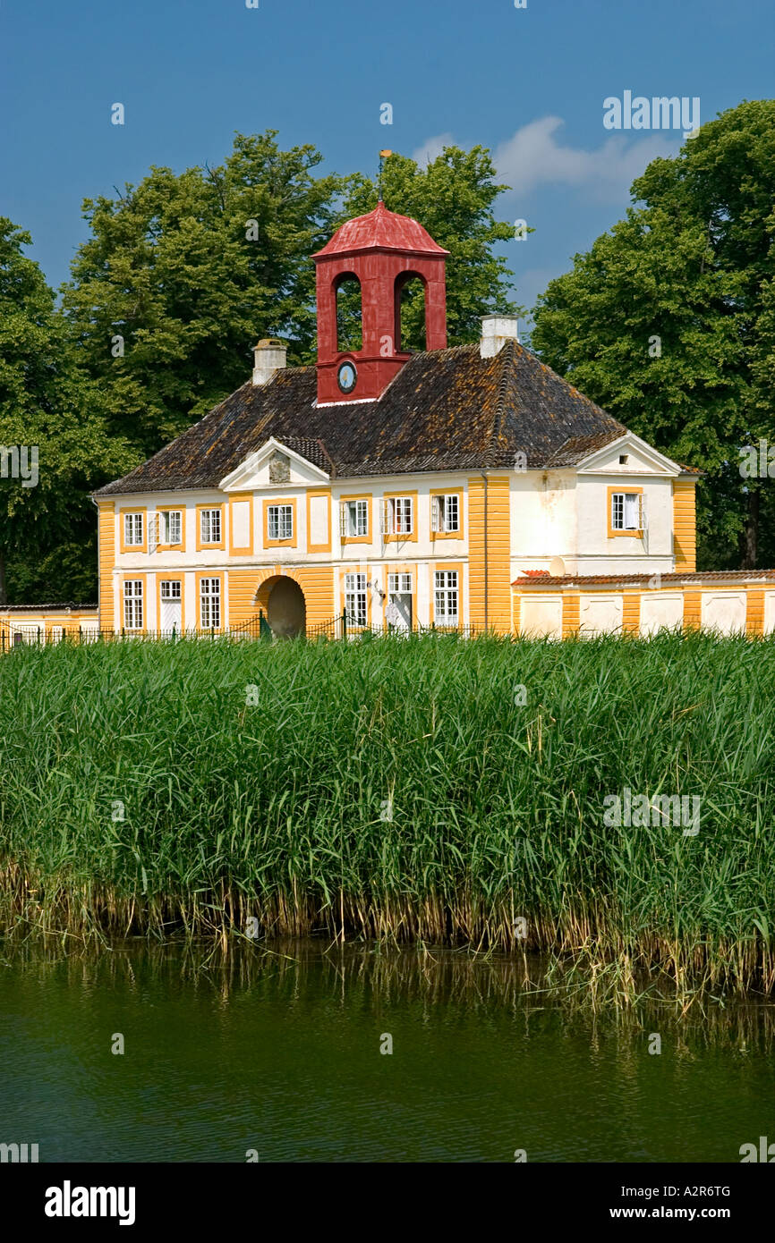 Einfahrt Tor Valdemar Slot. Tåsinge. Dänemark Stockfoto