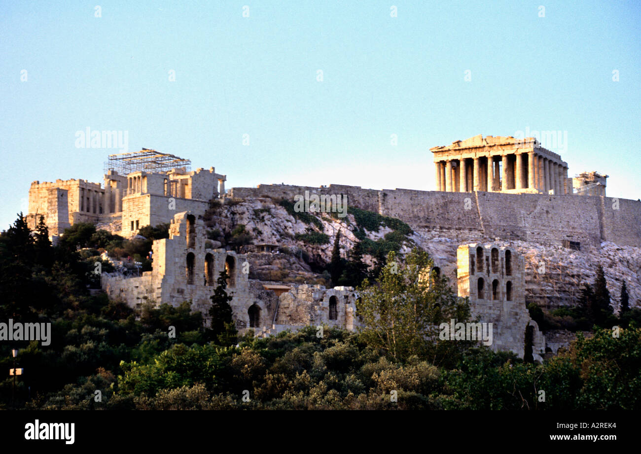 Der Parthenon ist ein Tempel der griechischen Göttin Athene, erbaut im 5. Jahrhundert v. Chr. auf der Athener Akropolis Stockfoto