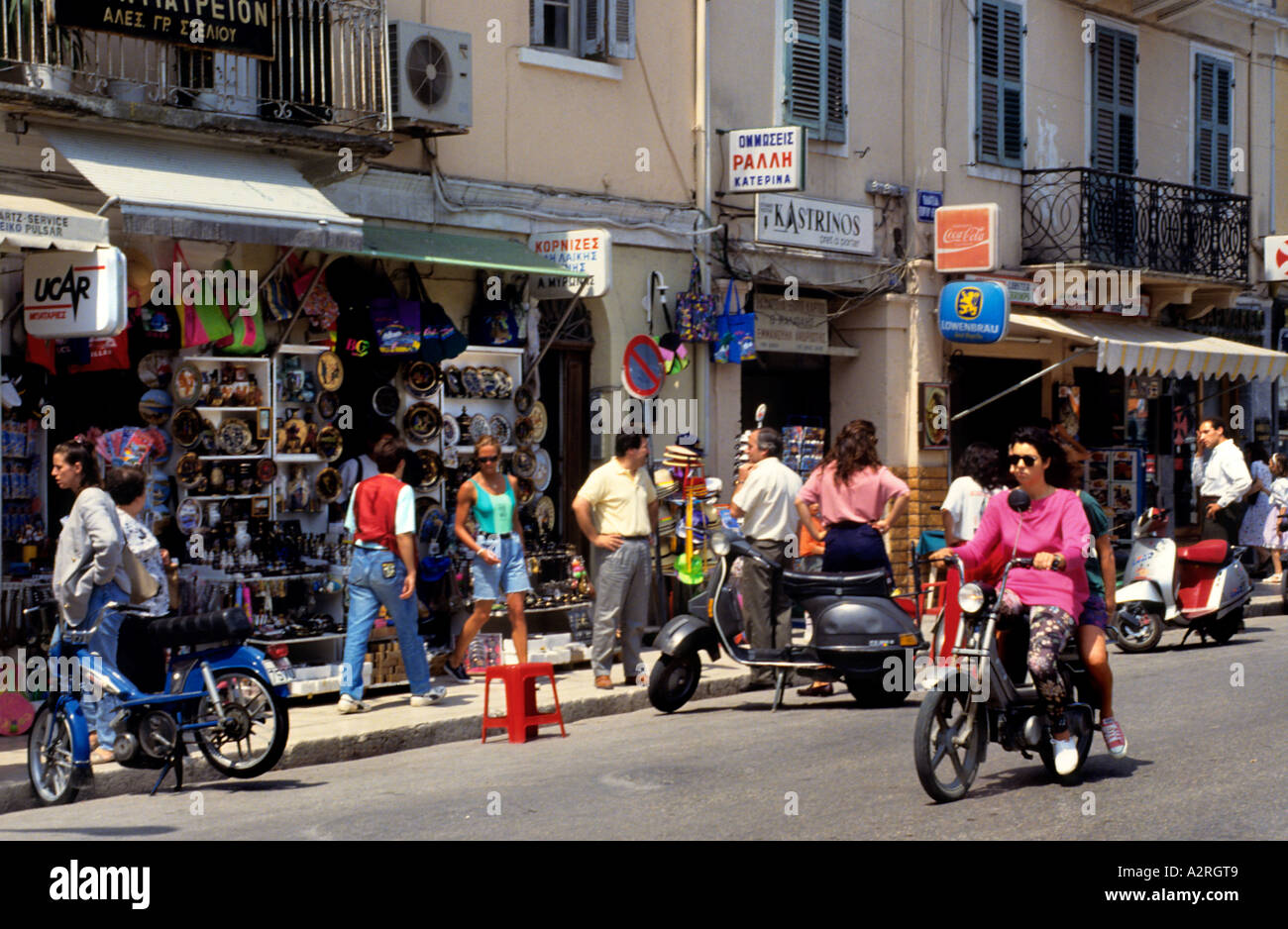 Corfu Motorroller Straße Stockfoto