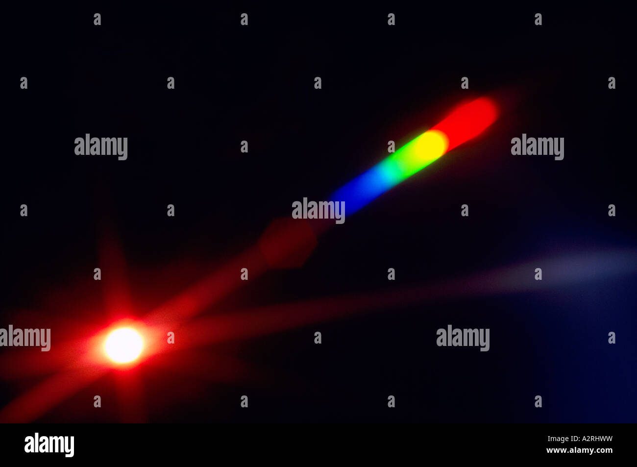 Abstrakte Starburst / Star Burst, Lichtstrahl Energie Streifen, Lichtbrechung Effekte aus der Schwerpunkt experimentelle Fotografie Stockfoto