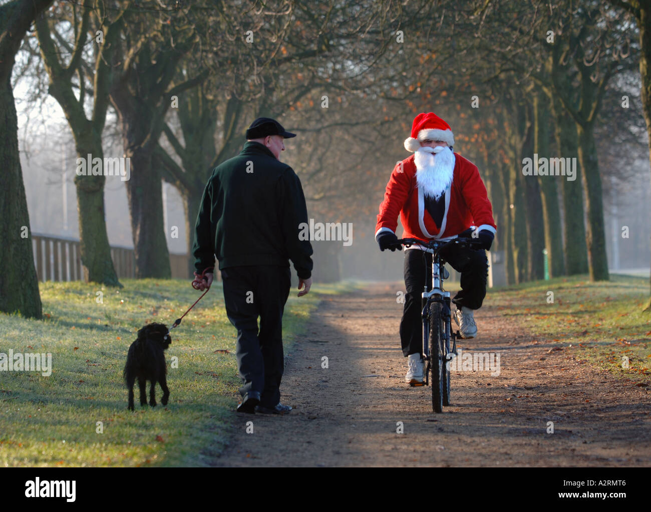 VATER WEIHNACHTEN ON A BICYCLE Stockfoto