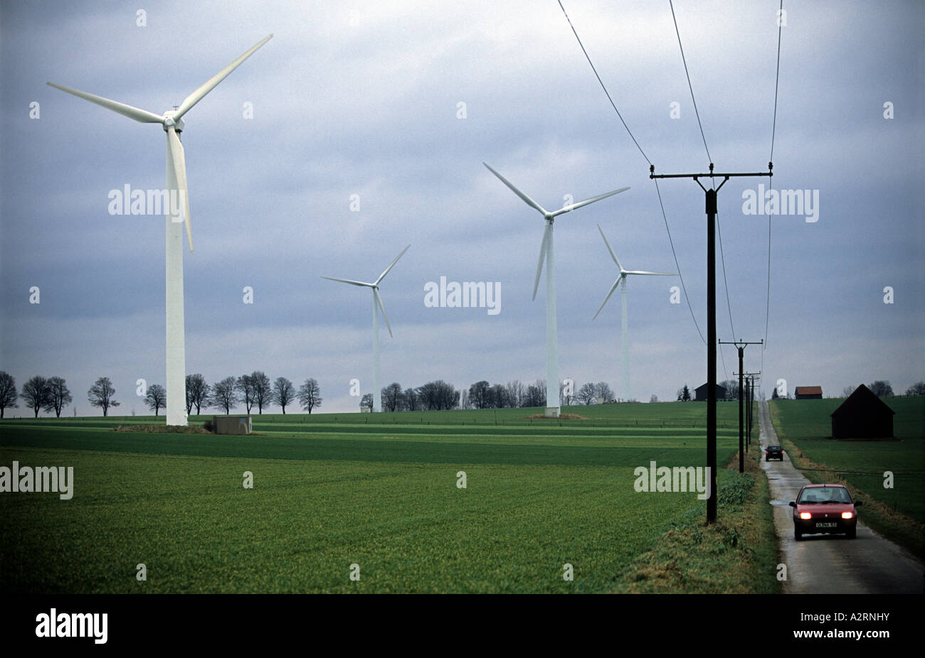 Windkraftanlagen in Lichtenau-Asseln Windpark, Nordrhein-Westfalen Deutschland, Europas größte Binnenland Windpark. Stockfoto