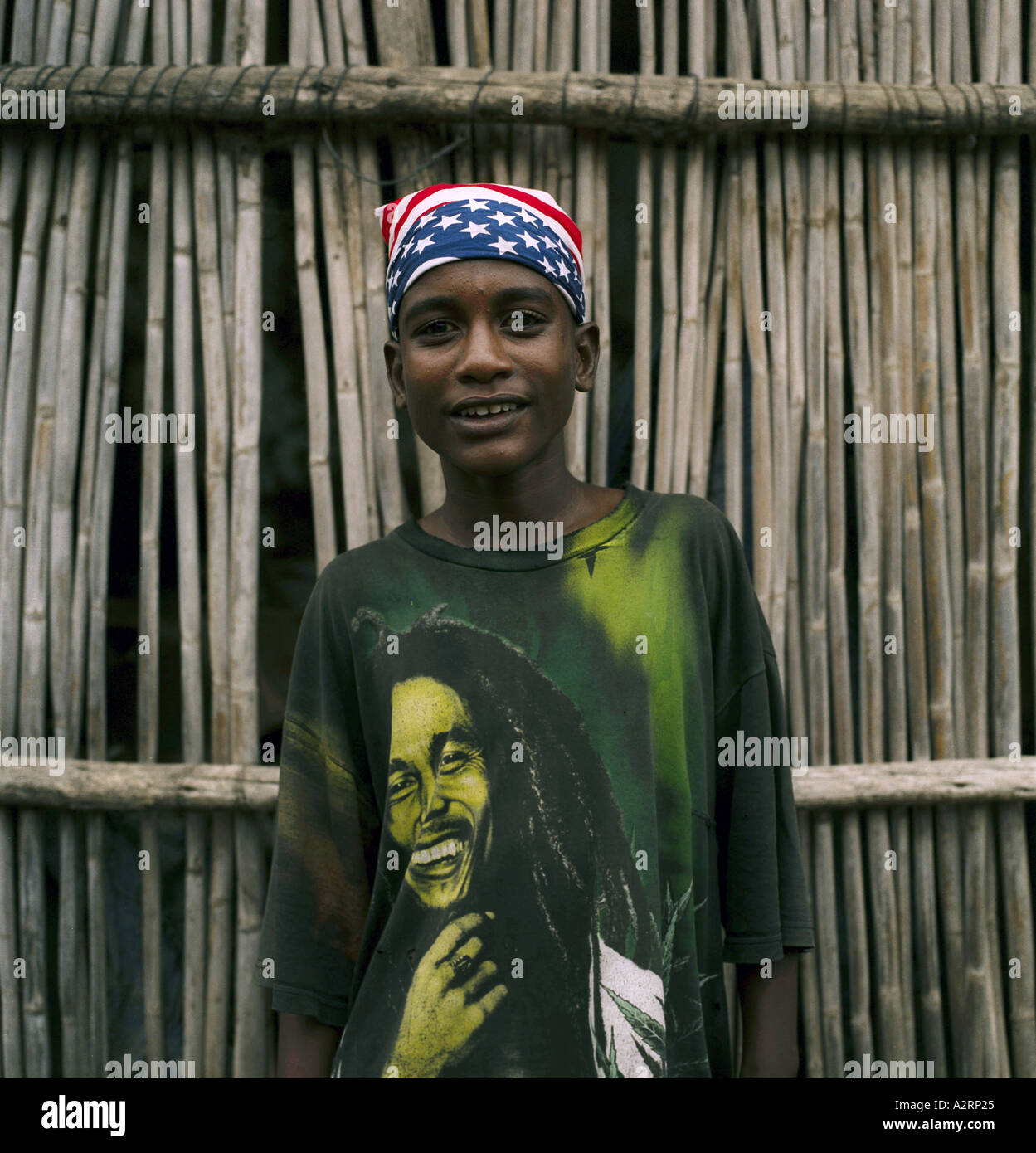 ein Reggae-Fan in der Stadt von Bati im Norden Wollo Äthiopien bati Stockfoto