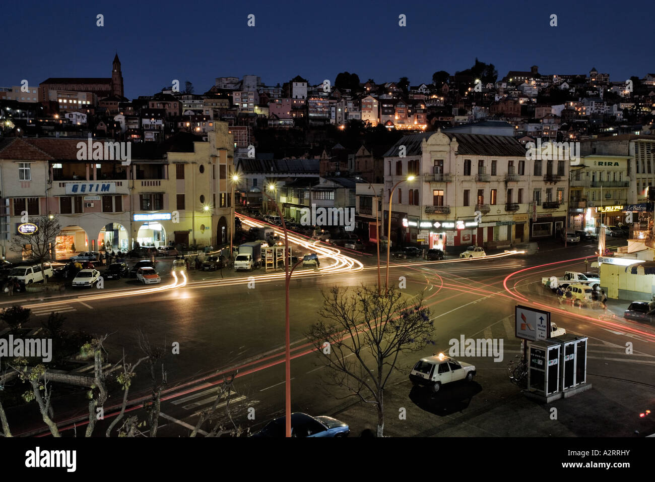 Stadtplatz am Abend Antananarivo Madagaskar Stockfoto