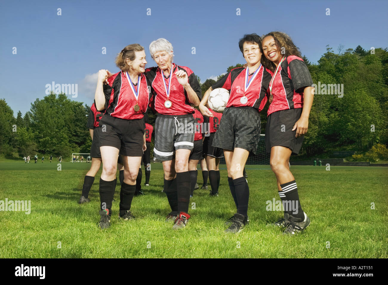 Frauen s Fußball Teamkollegen Stockfoto