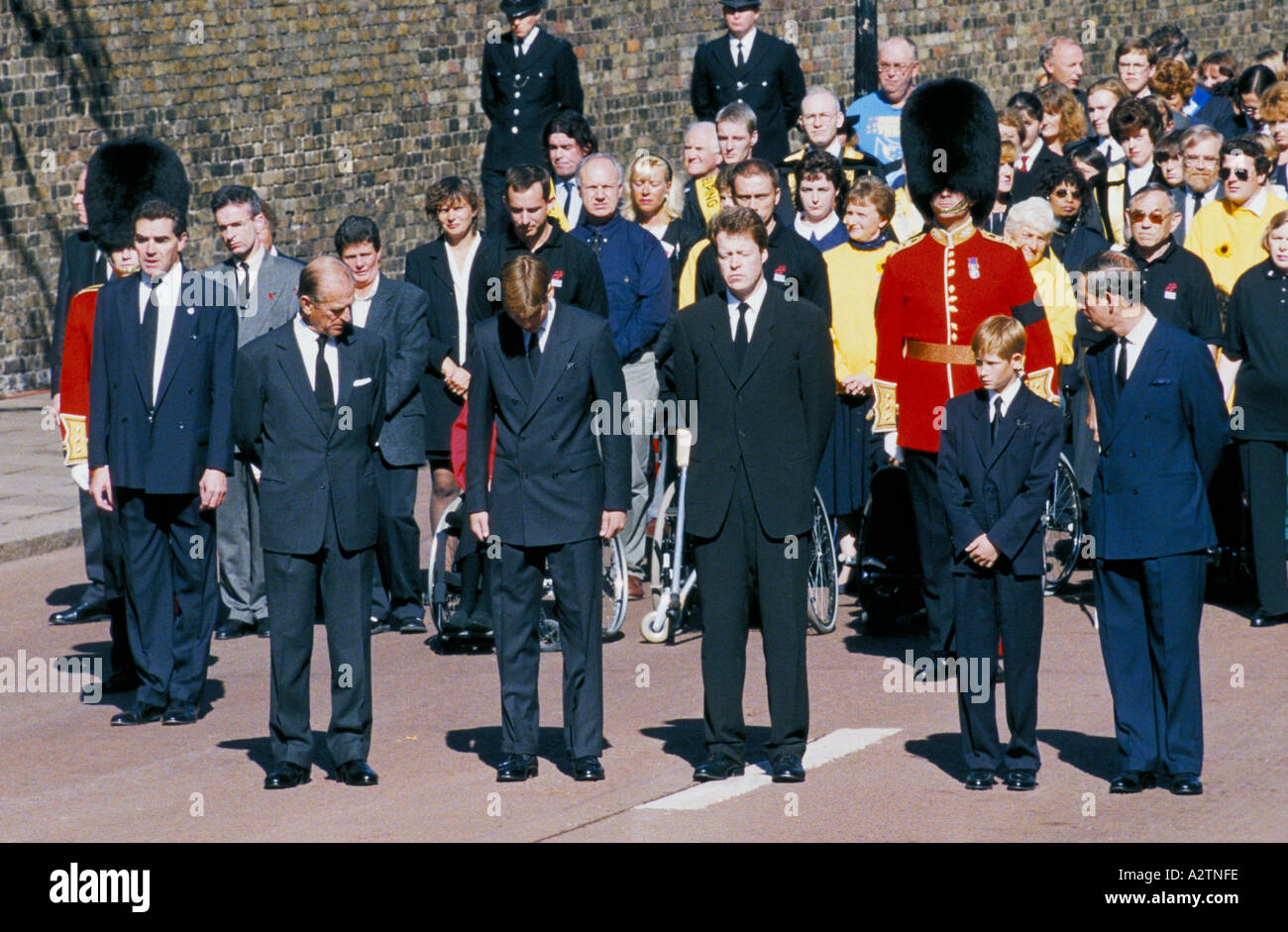 Beerdigung von Prinzessin Diana zentralen London Sept 1997 Mitglieder der königlichen Familie Herr Charles Althorp 1997 Stockfoto