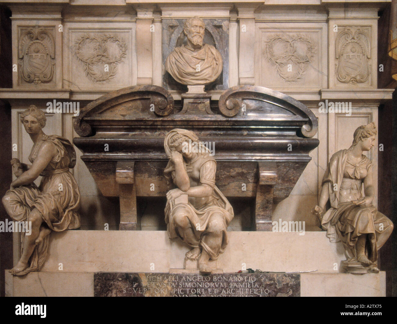 Florenz Toskana Italien Grab von Michelangelo Buonarroti in der Kirche Santa Croce Stockfoto