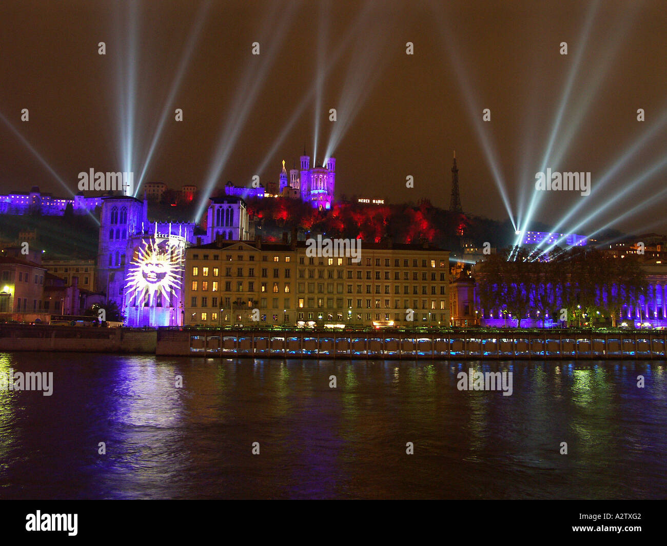 Licht-Show von Lyon im 8. Dezember Frankreich Stockfoto