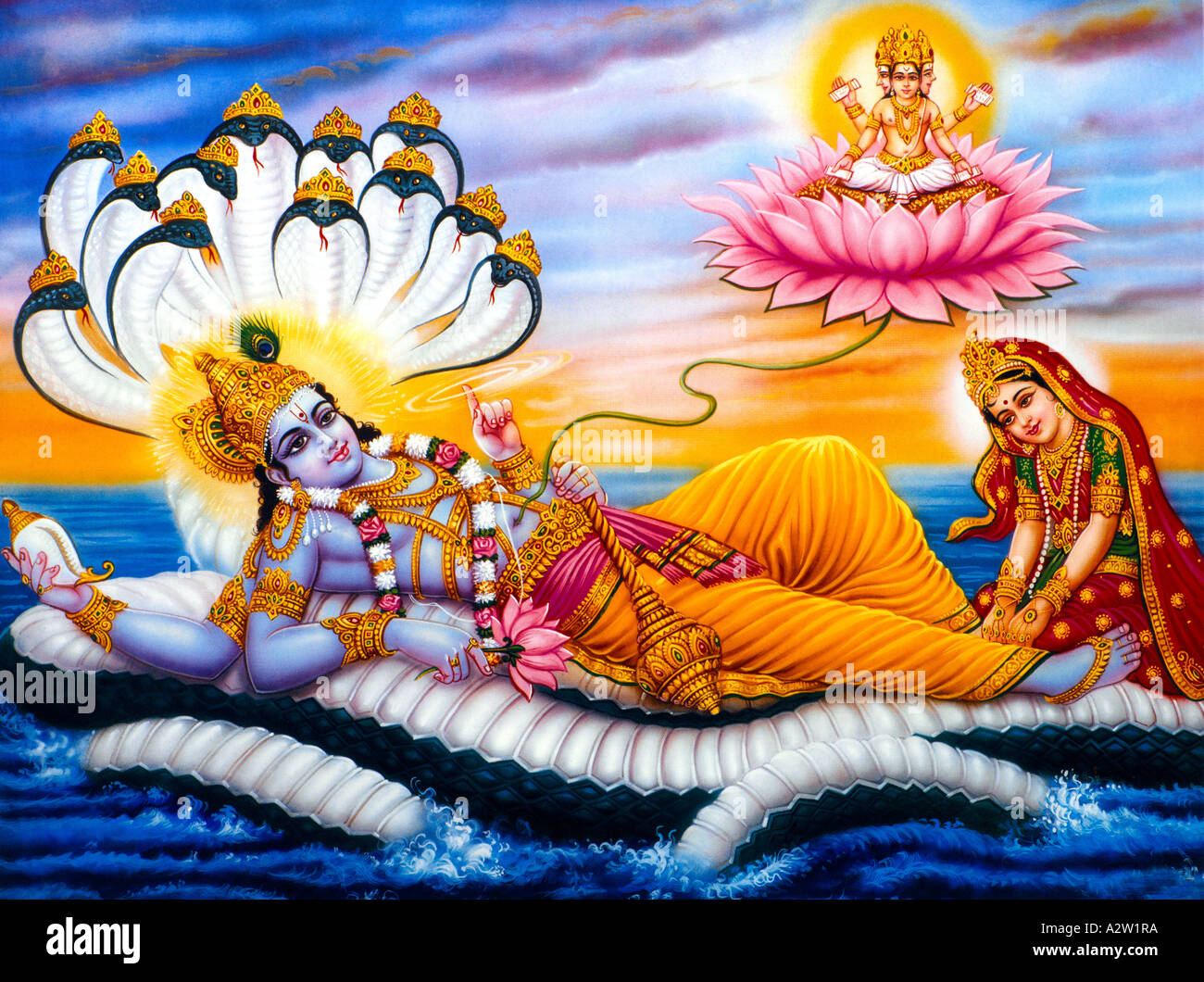 Vishnu Hindu Gott der Erhalter/Beschützer einer der Triumvirate mit seiner Frau Lakshmi Stockfoto Vishnu Hindu Gott der Erhalter/Beschützer einer der Triumvirate mit seiner Frau Lakshmi Stockfoto