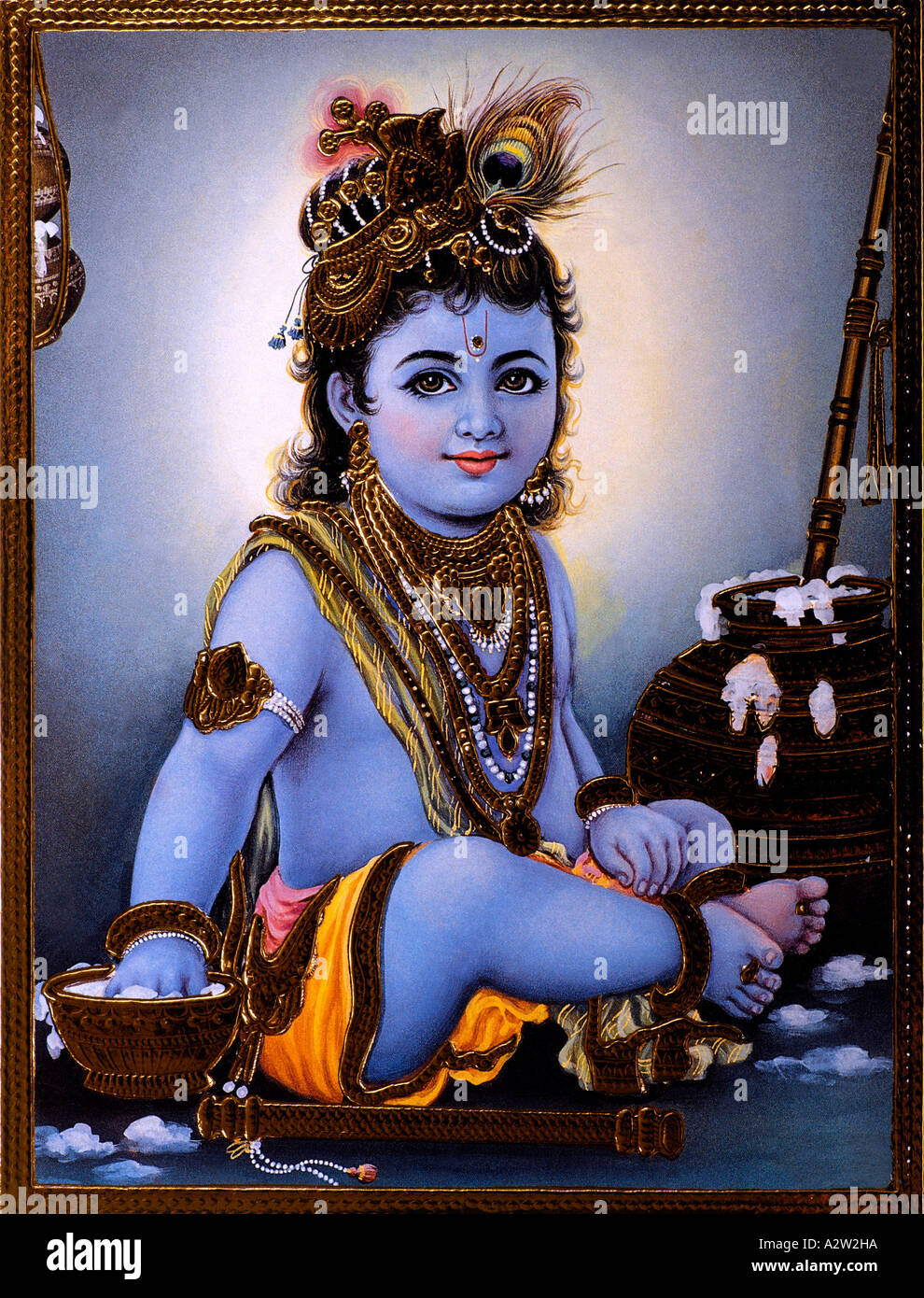 Baby Krishna Klaut Butter Stockfoto Baby Krishna Klaut Butter Stockfoto