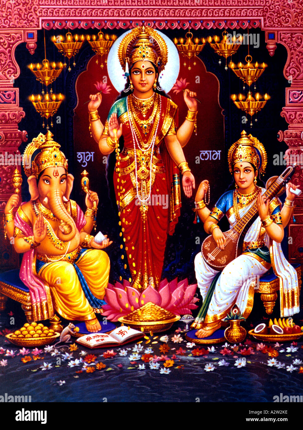 Lakshmi Ganesh und Saraswati Hindu-Götter Stockfoto Lakshmi Ganesh und Saraswati Hindu-Götter Stockfoto