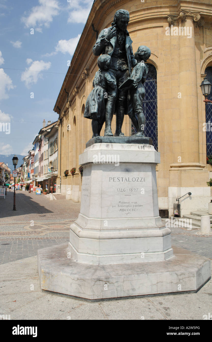 Skulptur von Pestalozzi Yverdon Les Bains Schweiz Stockfoto