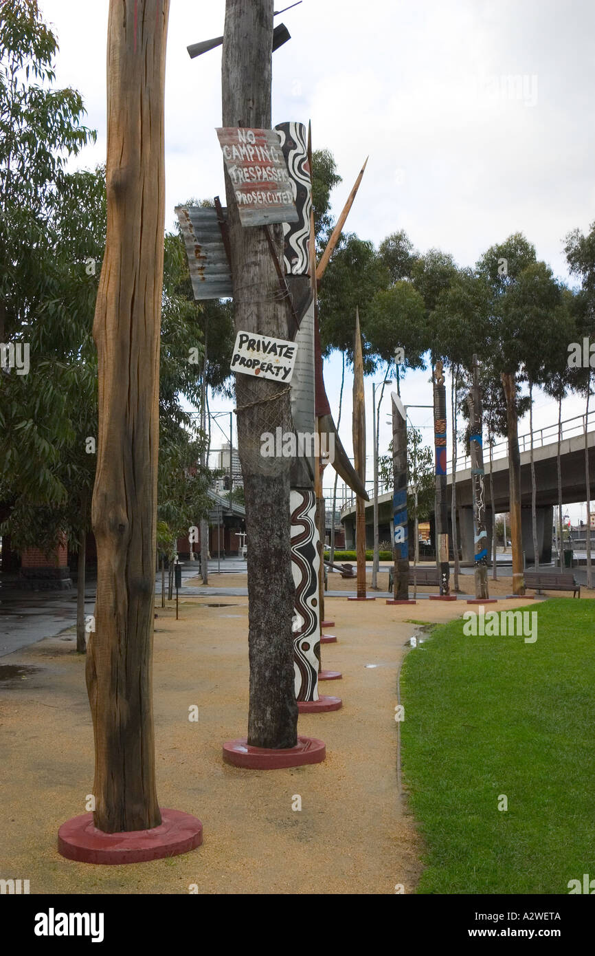 Melbourne Victoria Australien Aborigines Totempfahl Stockfoto