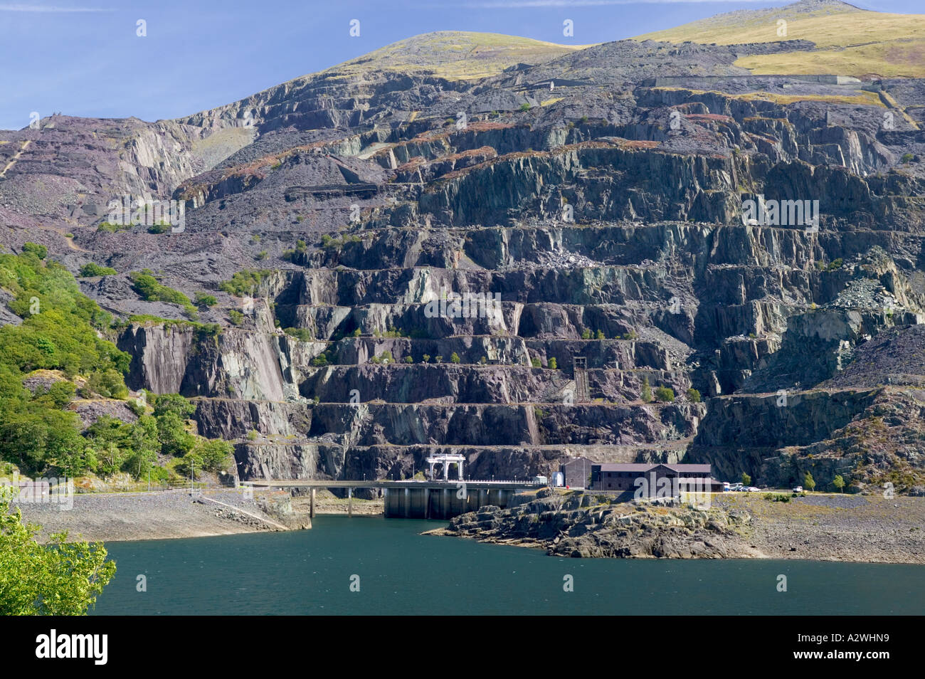 Dinorwig Kraftwerk Llyn Padarn Llanberis Caernarfonshire & Merionethshire Snowdonia-Nationalpark-Wales Stockfoto