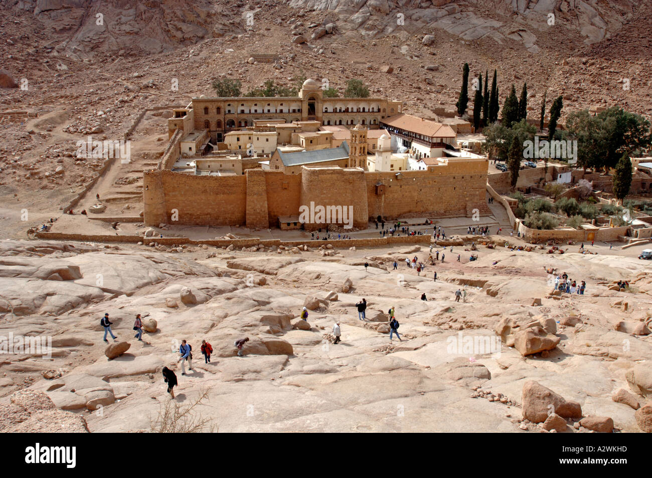 St. Catherines Kloster, Mount Sinai, Sinai, Ägypten, Blick auf St. Catherines Kloster Stockfoto