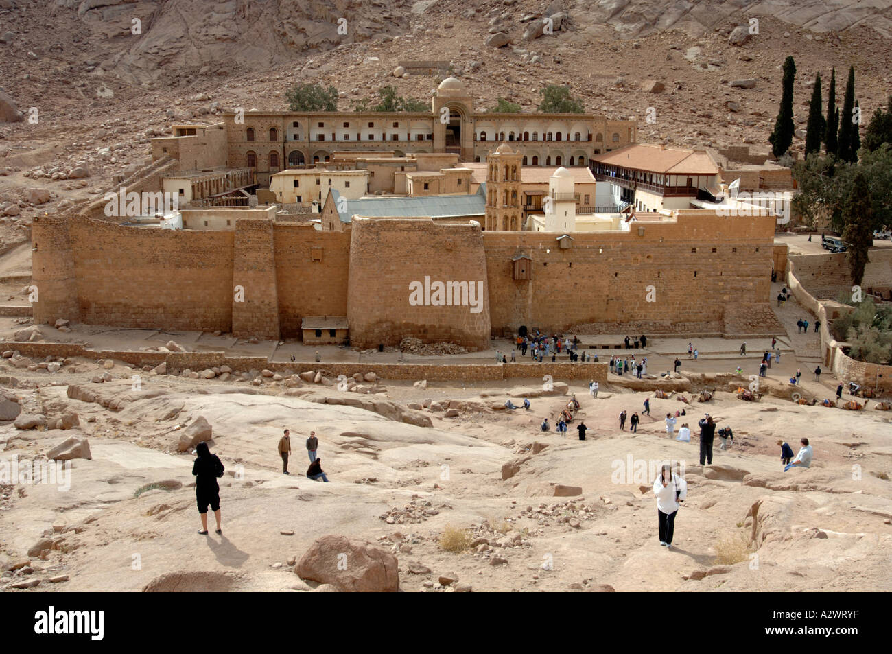 St. Catherines Kloster, Mount Sinai, Sinai, Ägypten, Blick auf St. Catherines Kloster Stockfoto