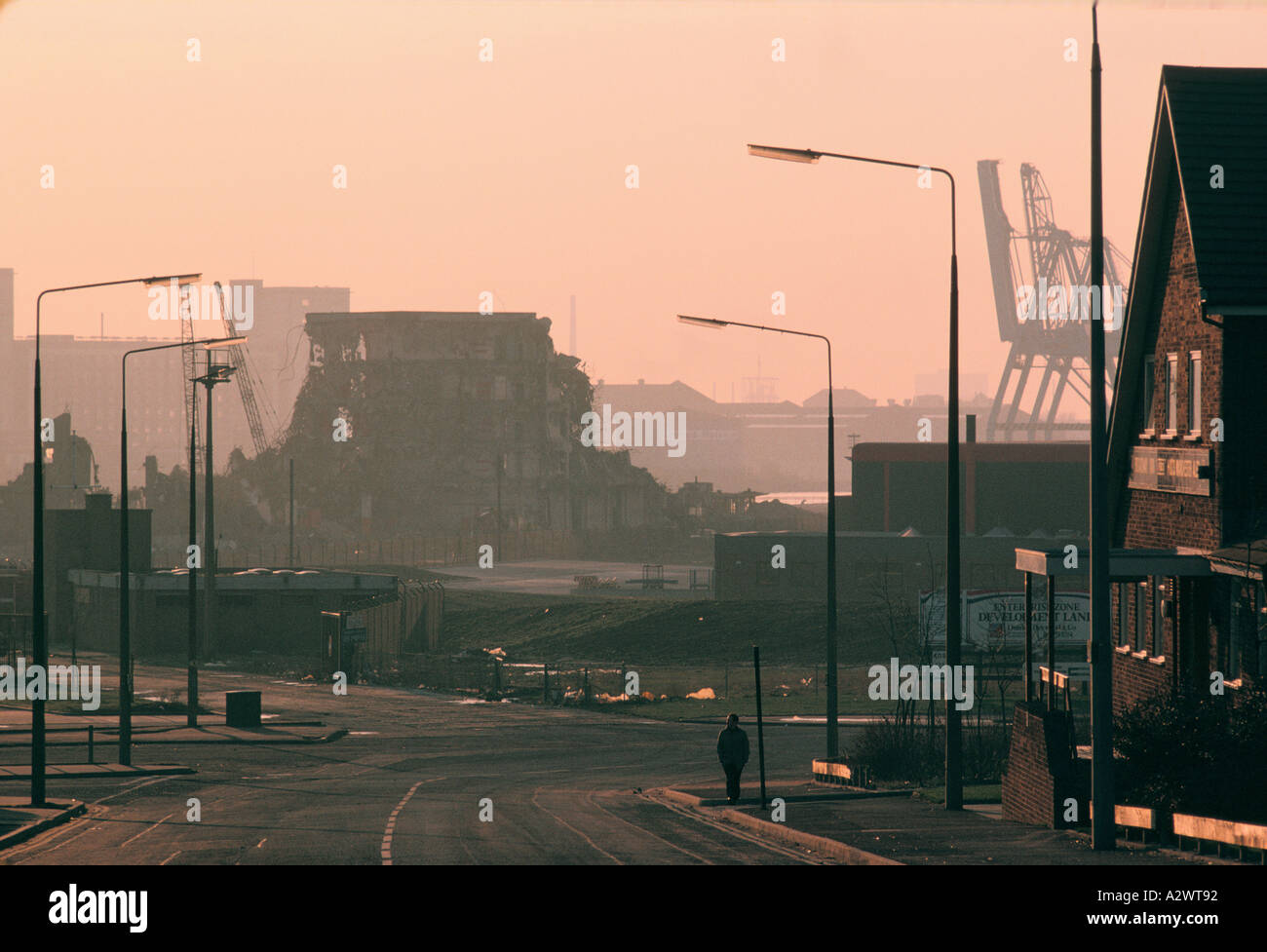 Salford Manchester Straßenszene und Industrielandschaft Stockfoto