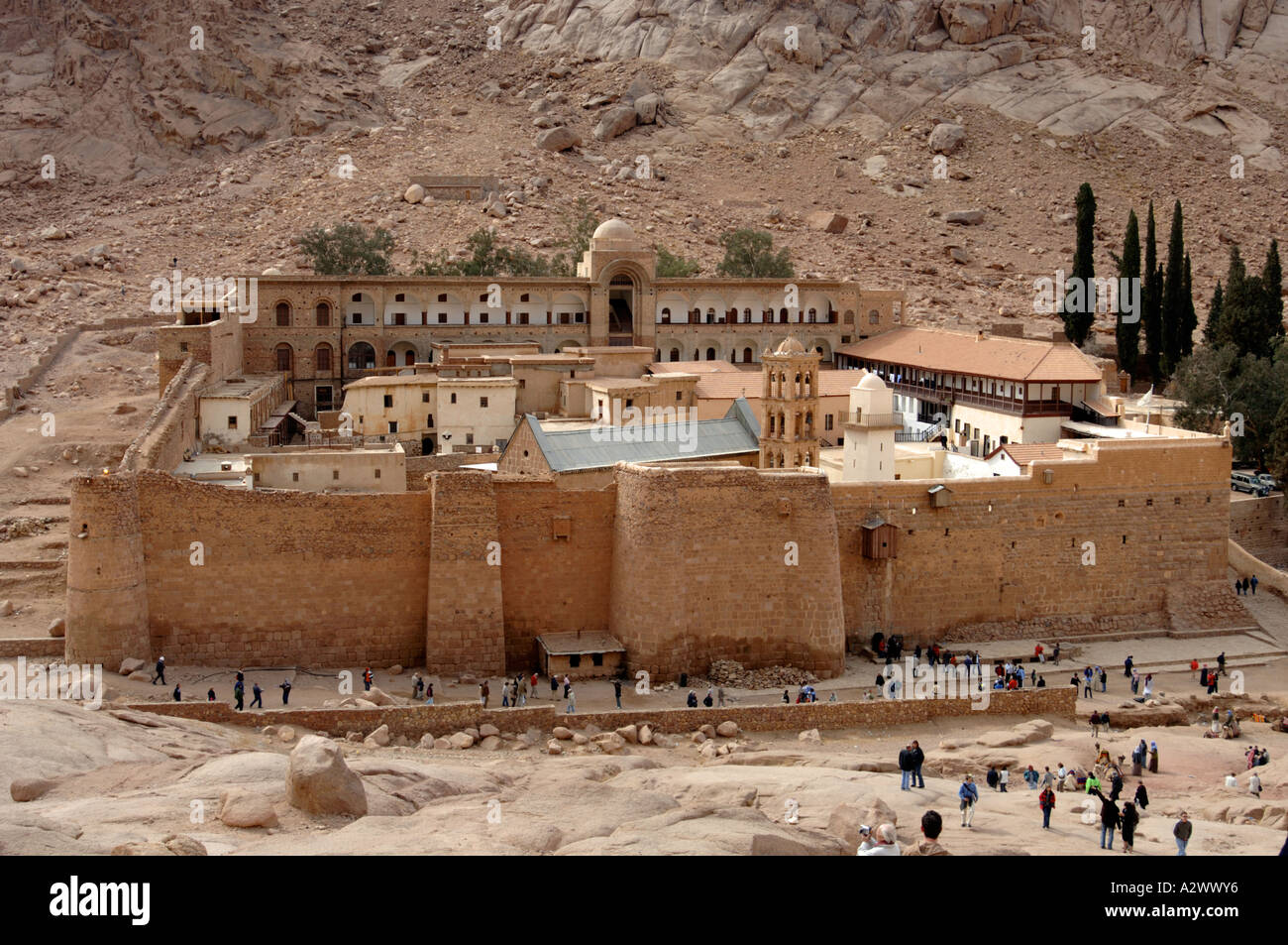 St. Catherines Kloster, Mount Sinai, Sinai, Ägypten, Blick auf St. Catherines Kloster Stockfoto