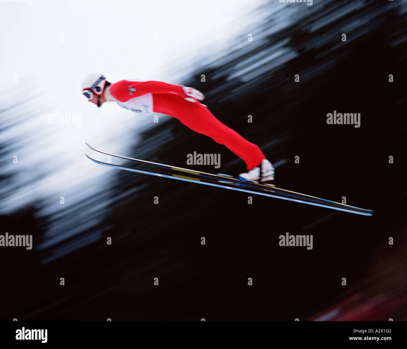 Skispringen-Mann. Bewegung Eindruck. Stockfoto