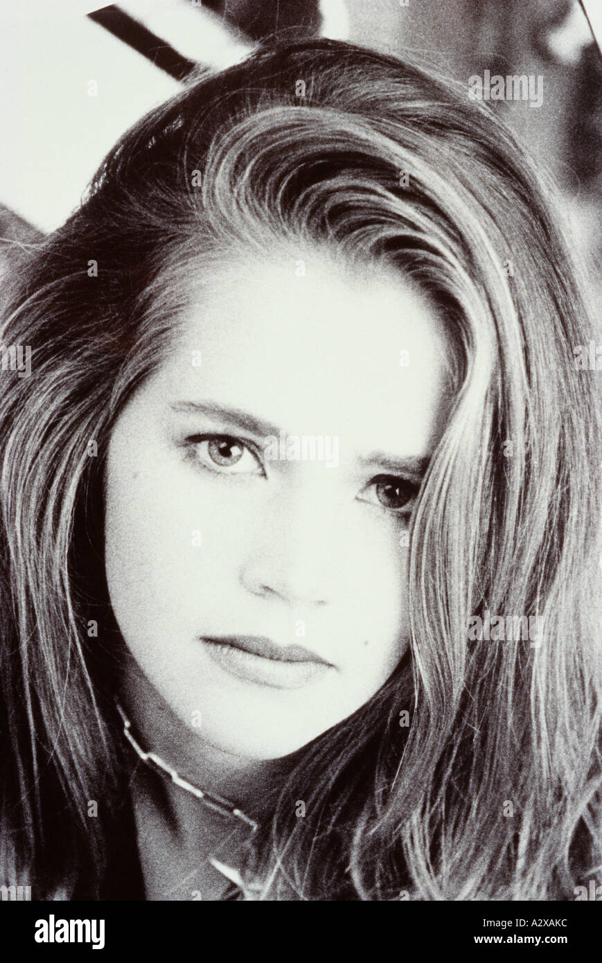 Gesicht der schönen jungen Frau mit langen Haaren. Stockfoto