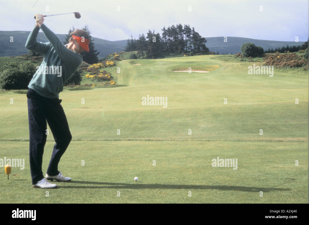 Gleneagles Schottland Golfspieler etwa zum Abschlag Stockfoto