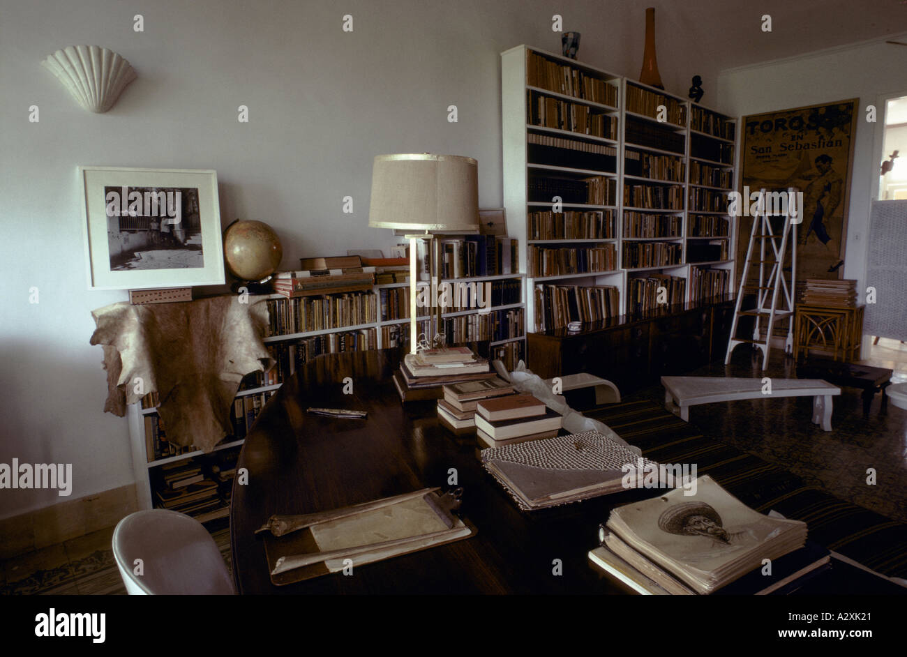 Ernest Hemingways Studie in seinem Haus in Kuba Stockfoto
