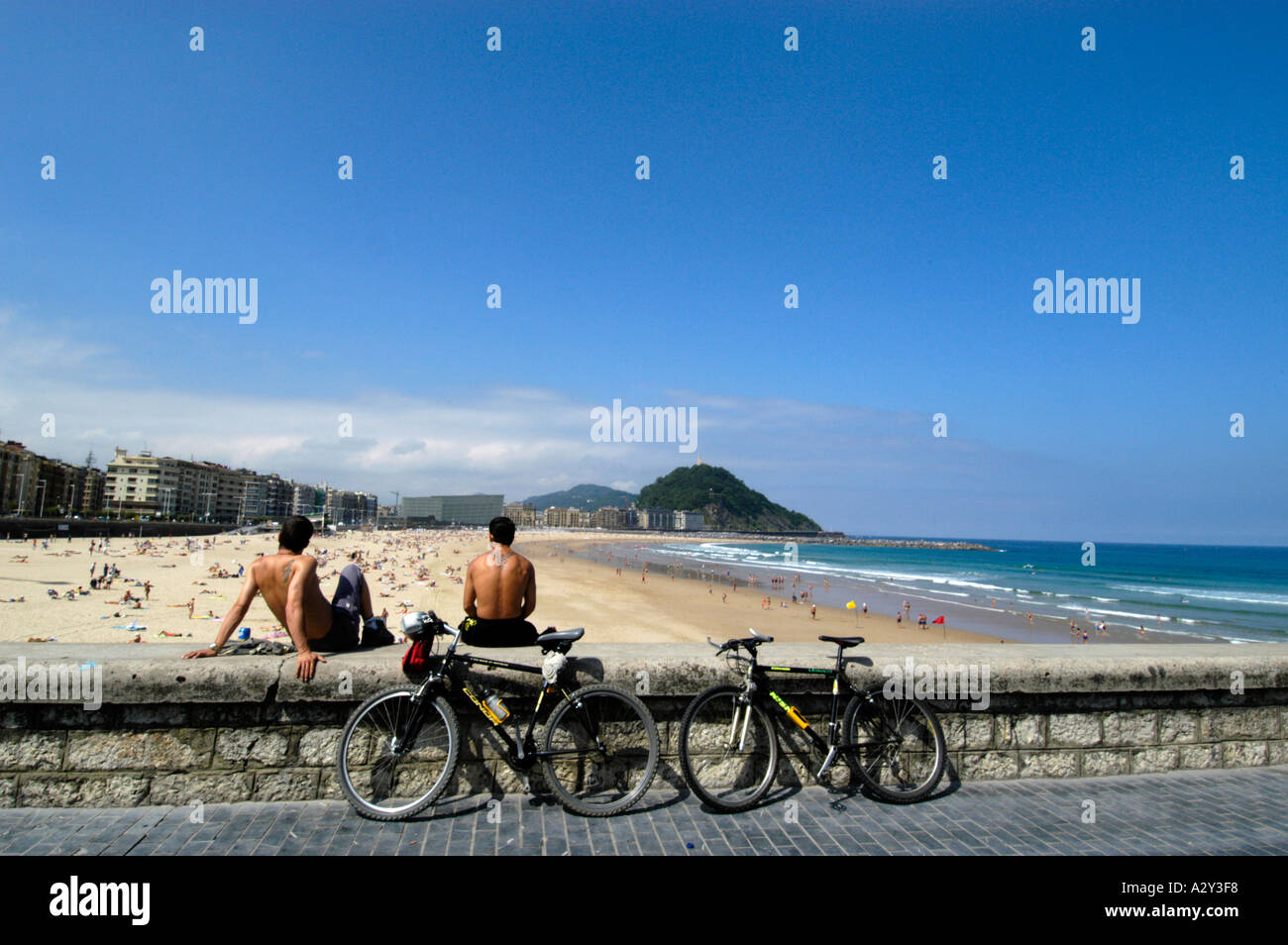 Zurriola Strand, San Sebastian, Spanien Stockfoto