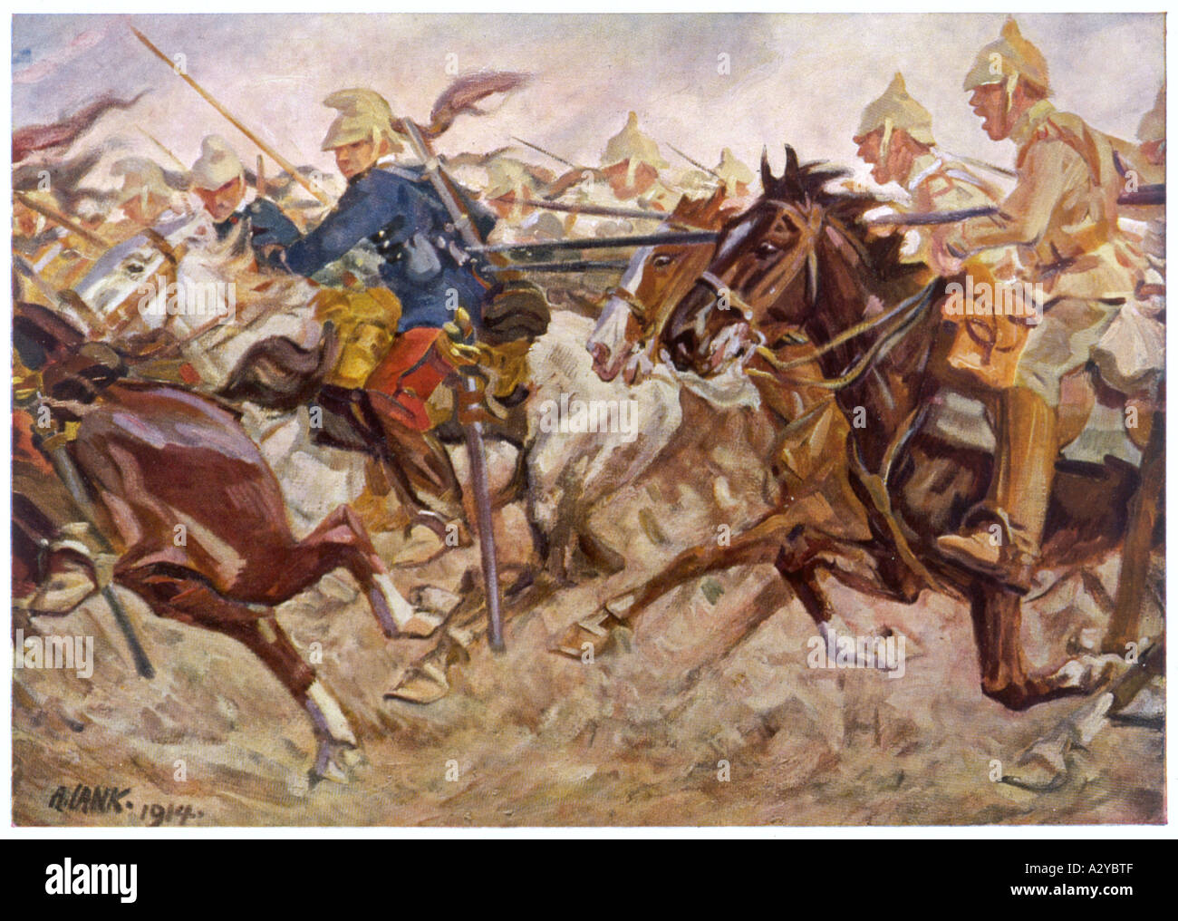 Dem ersten Weltkrieg 1914 Kavallerie Retreat Stockfoto