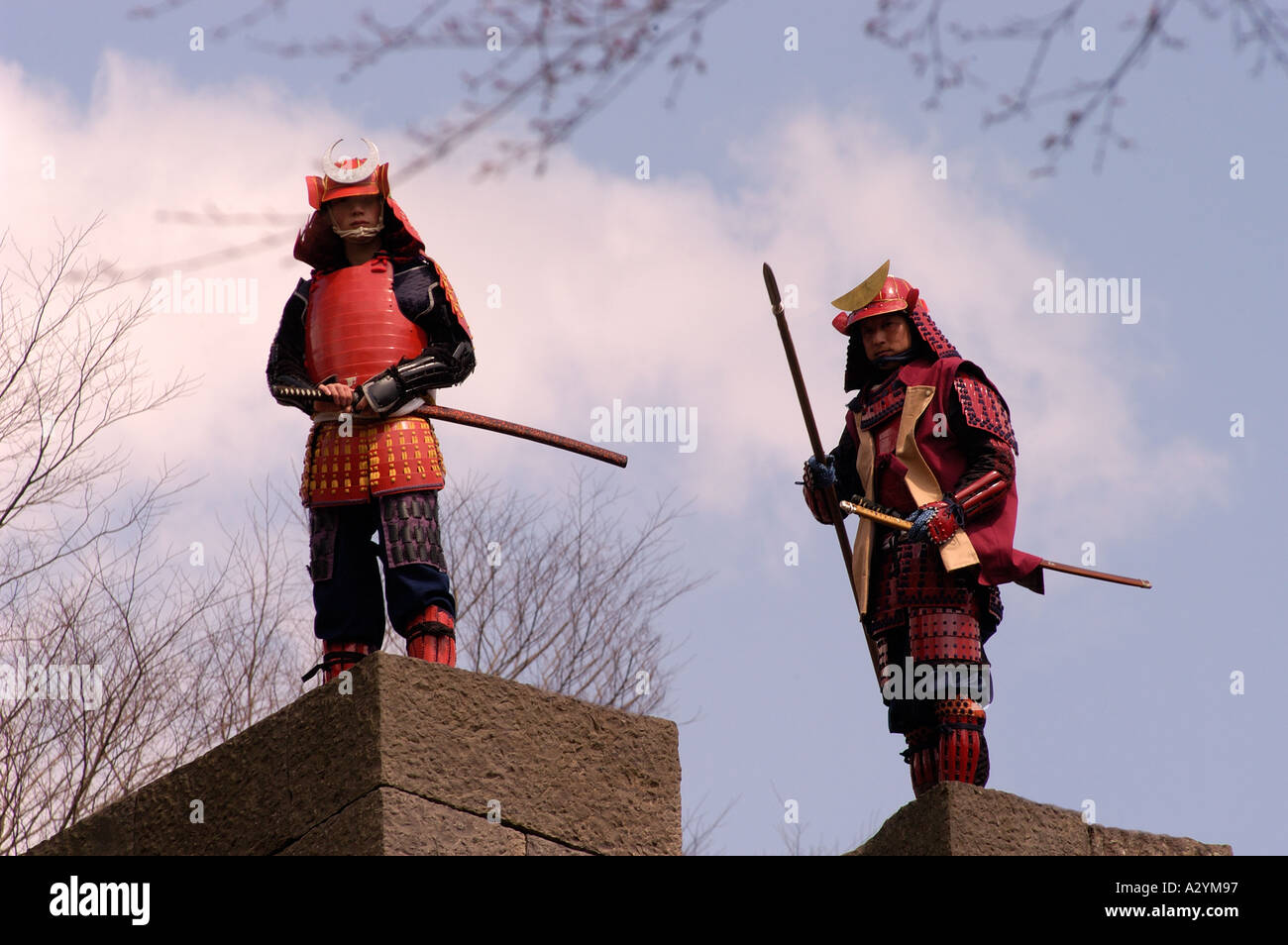 Samurai Daimyo feudalen Prozession Oka Jo Burg Taketa Stadt Oita Präfektur Kyushu Japan Stockfoto