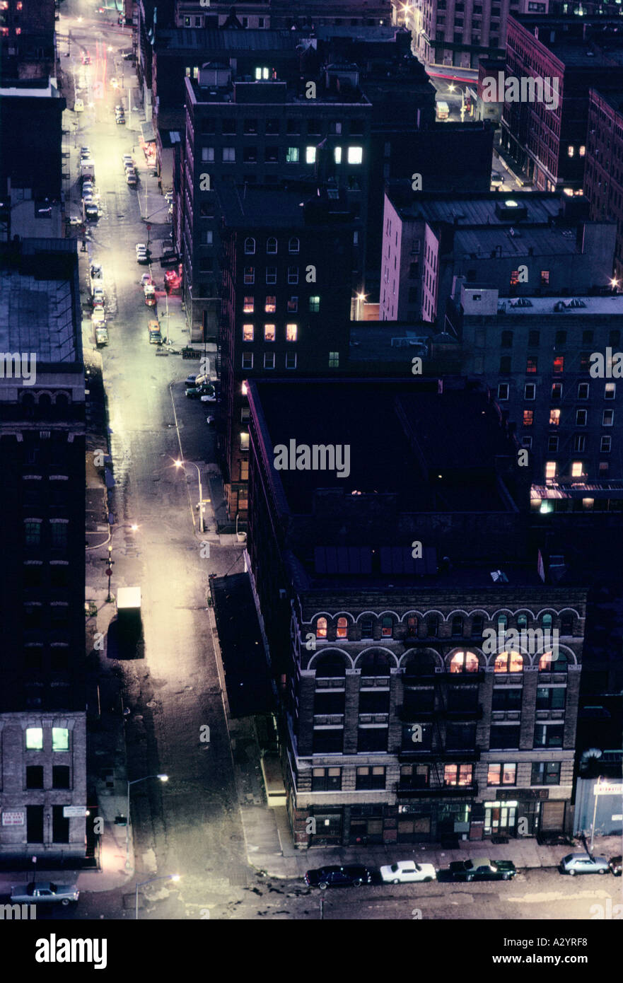 Aerial Nacht Straßenszene, New York, USA Stockfoto